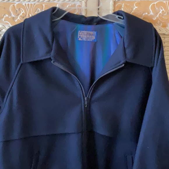 Vintage Pendleton Men’s Bomber Jacket Size M Navy Blue Pure Virgin Wool 💙💙💙 - Picture 2 of 14